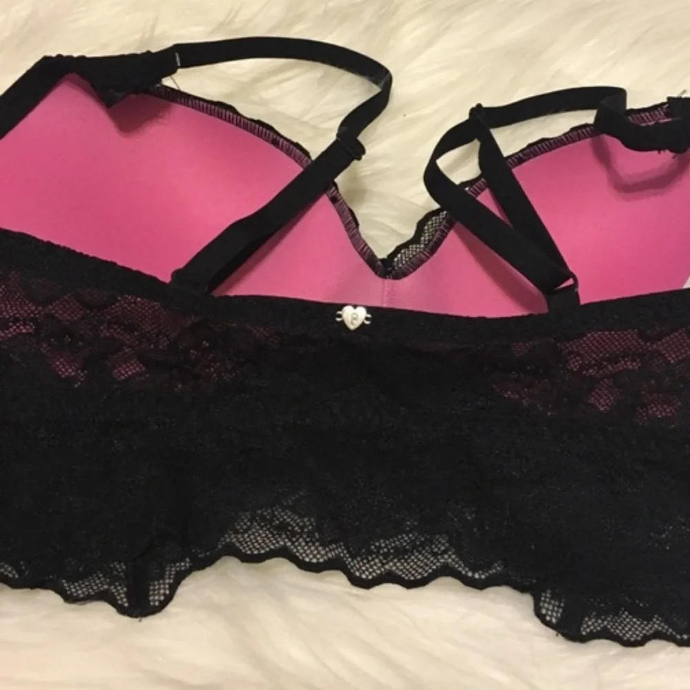 Victoria’s Secret Lace PINK Black Push-up Bralette